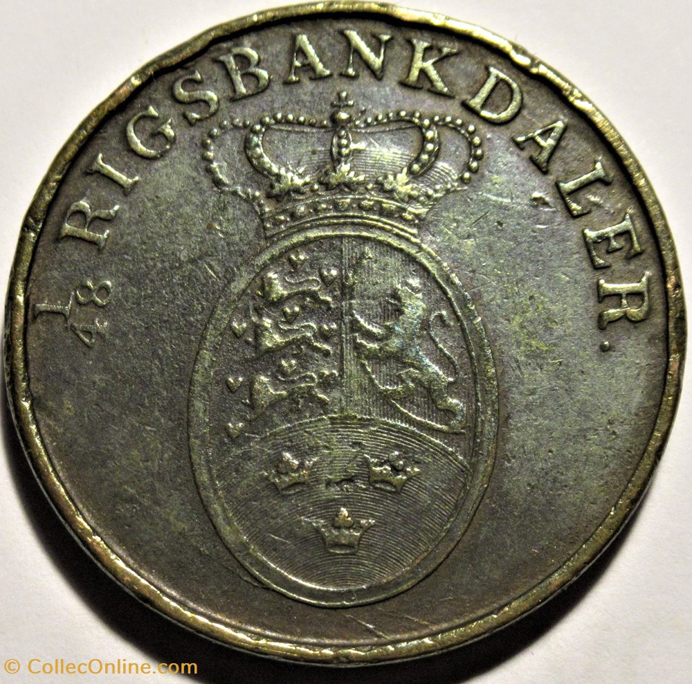 Frederik VI Denmark - 2 Rigsbankskilling 1818 (ex.2) monnaies monde danemark frederik vi denmark 2 rigsbankskilling 1818 ex 2