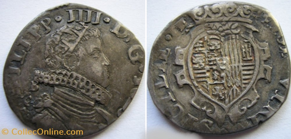 1623 Regno di Napoli 1 Tari - Filippo IV d'Absurgo monnaies europe medievale royaume de naples 1623 regno di napoli 1 tari filippo iv absurgo
