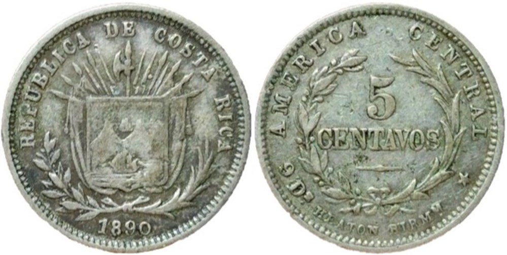 Costa Rica - 5 Centavos 1890 monnaies monde costa rica 5 centavos 1890