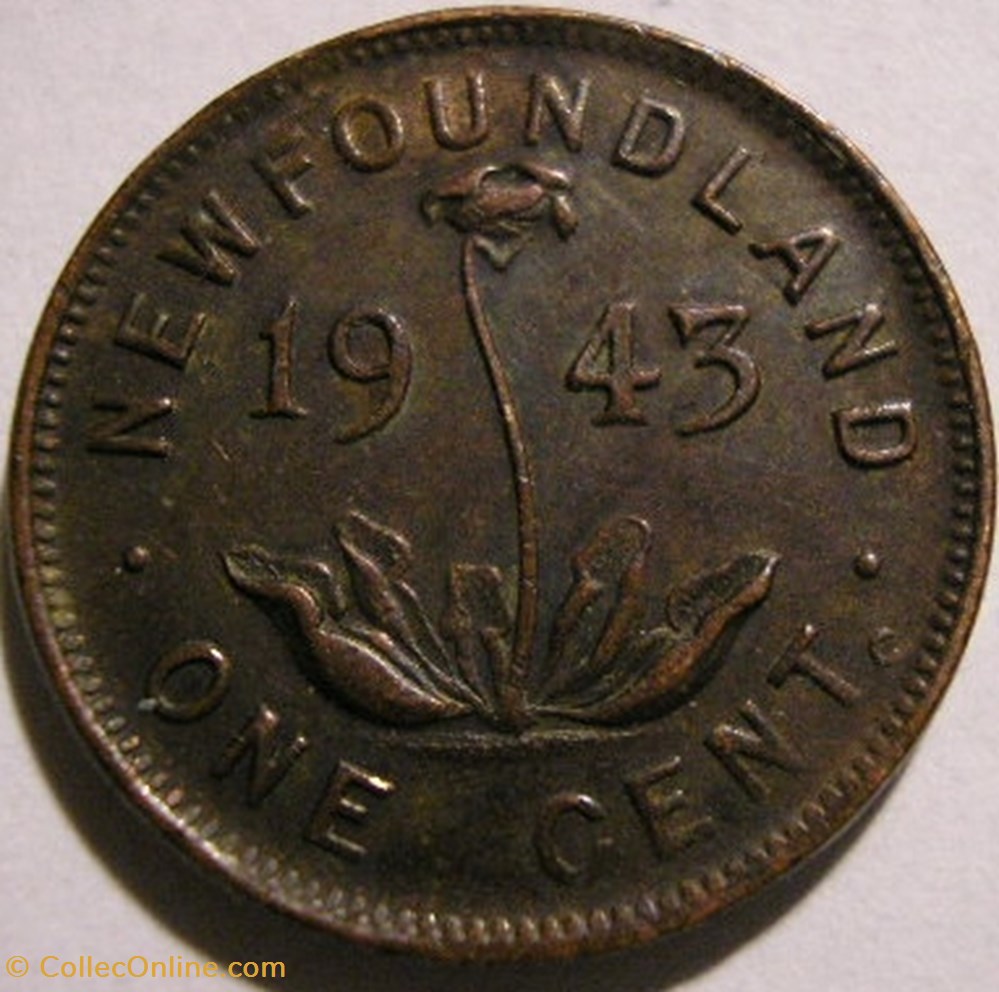 George VI - 1 Cent 1943C Newfoundland monnaie monde canadum george vi 1 cent 1943c newfoundland
