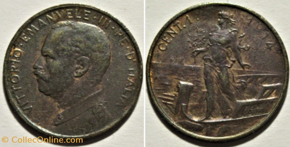 monnaies monde italie 1914 regno italia centesimo roma vittorio emanuele iii filled die