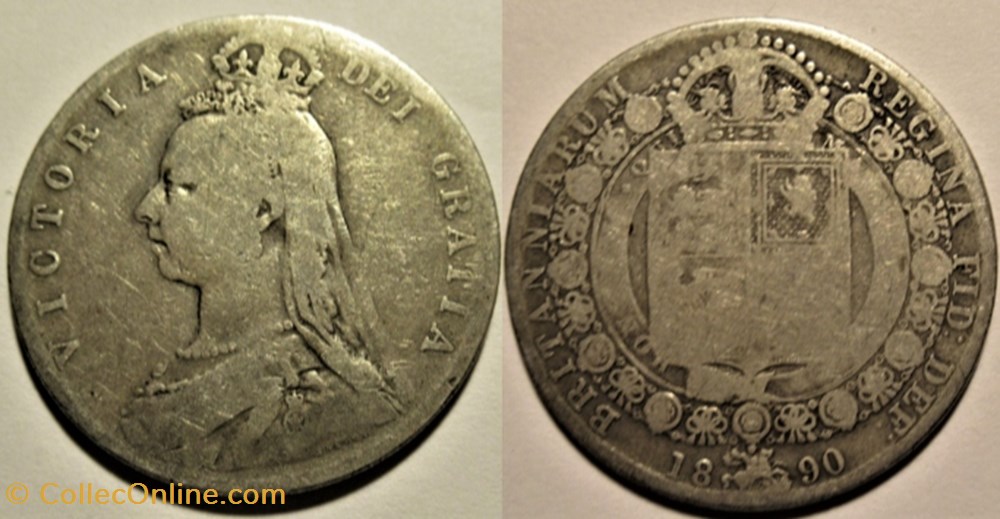 Victoria - Half Crown, 1890 - Kingdom of Great Britain monnaies monde royaume uni victoria half crown 1890 kingdom of great britain