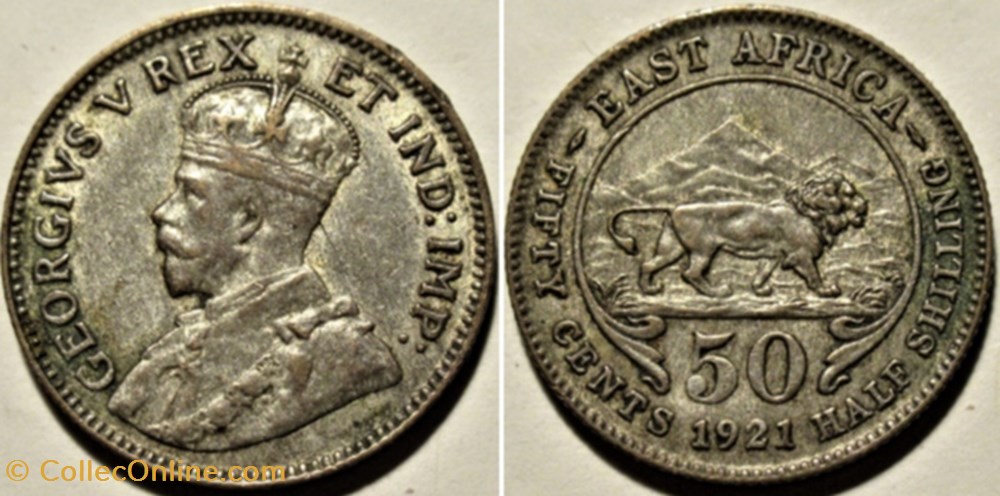 monnaies monde ouganda george v 50 cents 1921 east africa