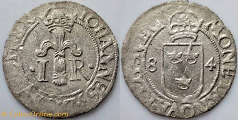 Johan III of Sweden - 1/2 Öre 1584 monnaies europe medievale royaume suede johan iii of sweden 1 2 ore 1584