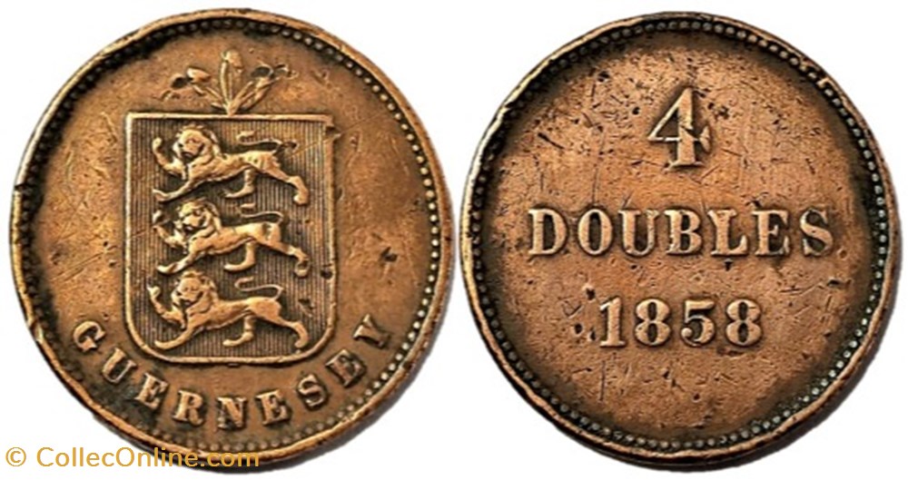 States of Guernsey - 4 Doubles 1858 monnaies monde ile de guernesey states of guernsey 4 doubles 1858