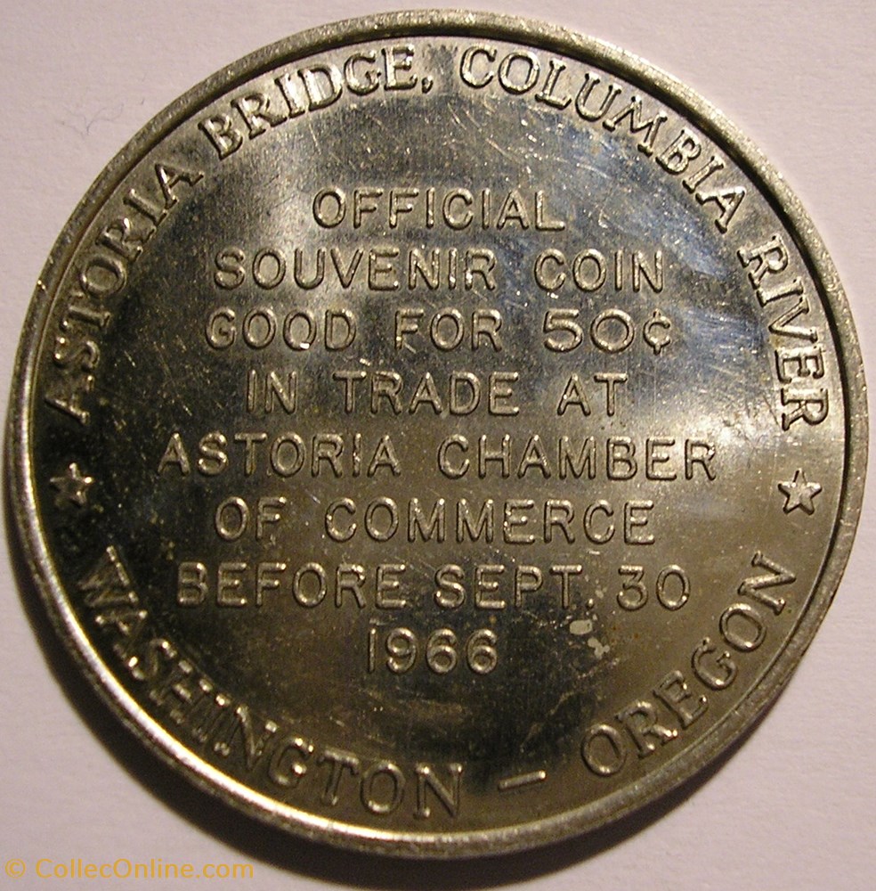 Good for 50 Cents - Astoria Bridge Dedication Token 1966 - USA monnaie jeton mereaux good for 50 cents astoria bridge dedication token 1966 usa