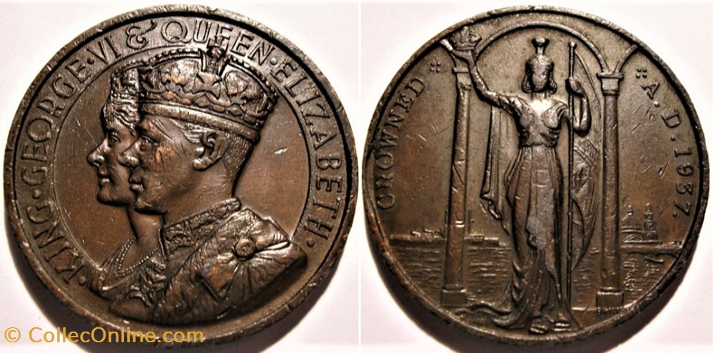 George VI & Elizabeth - 1937 Coronation Medal, Britannia - UK (ex.2) medaille royaume uni george vi elizabeth 1937 coronation medal britannia uk ex 2