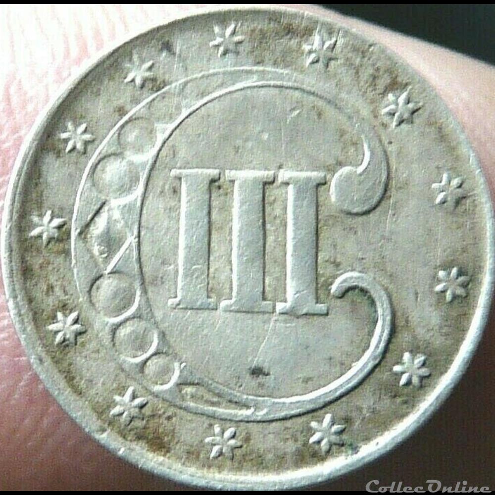 monnaies monde etats unis 1852 silver three cents
