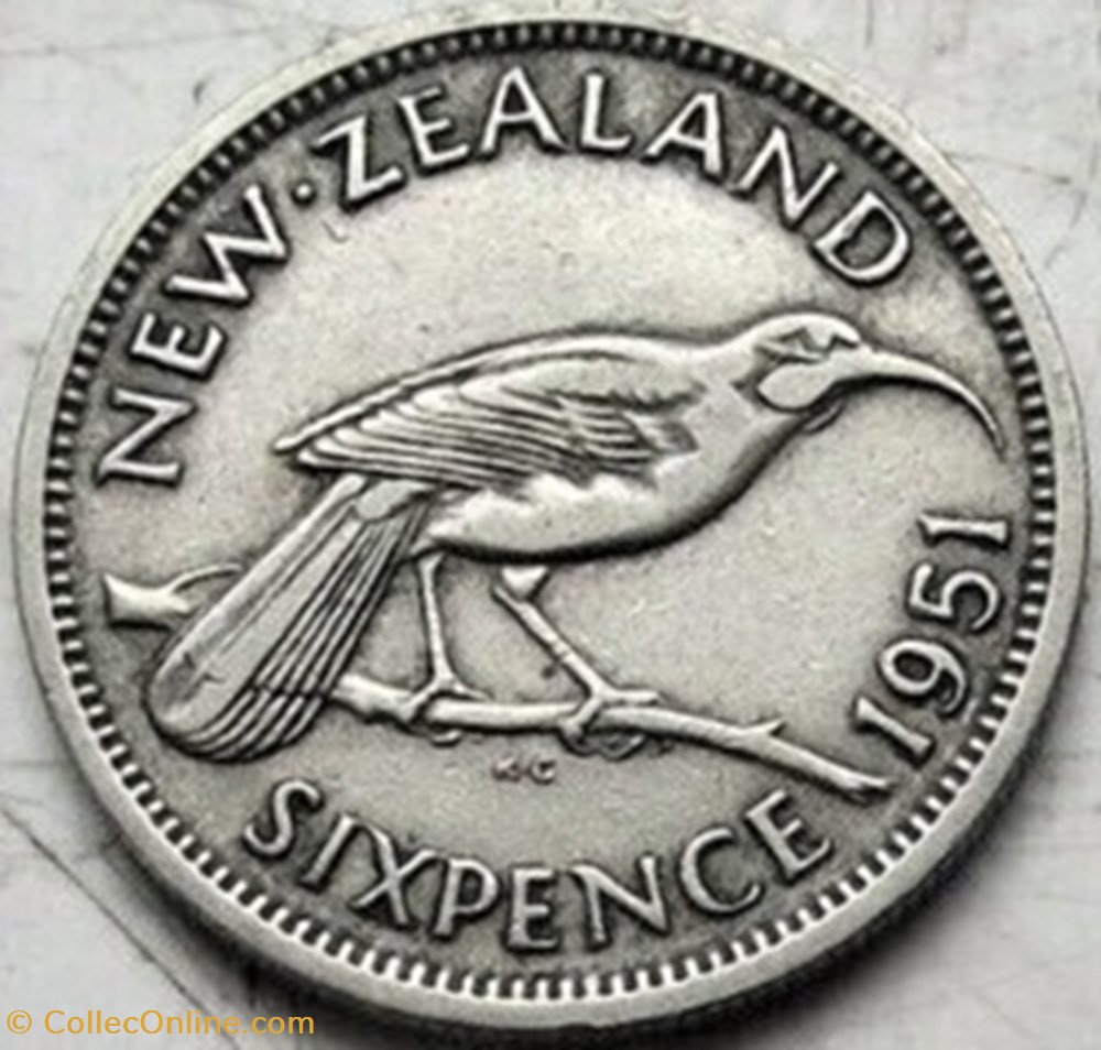 George VI - 6 Pence 1951 - New Zealand monnaie monde nouvelle zelande george vi 6 pence 1951 new zealand