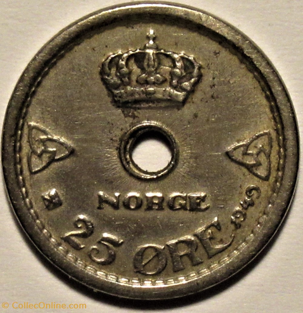 Haakon VII of Norway - 25 Øre 1949 monnaies monde norvege haakon vii of norway 25 re 1949