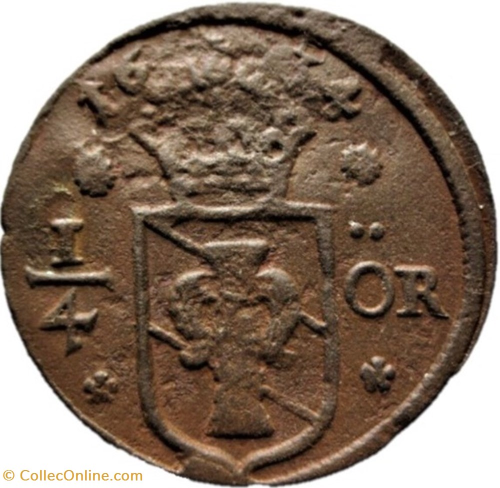 monnaies europe medievale royaume suede sweden christina 1 4 ore 1634