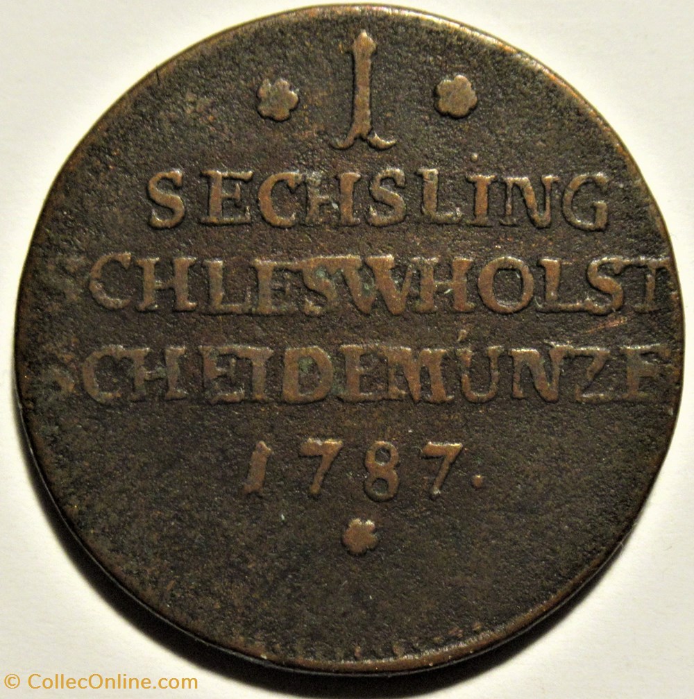 Duchy of Schleswig-Holstein - 1 Sechsling 1787 - Christian VII Denmark 3 monnaies monde allemagne duchy of schleswig holstein 1 sechsling 1787 christian vii denmark