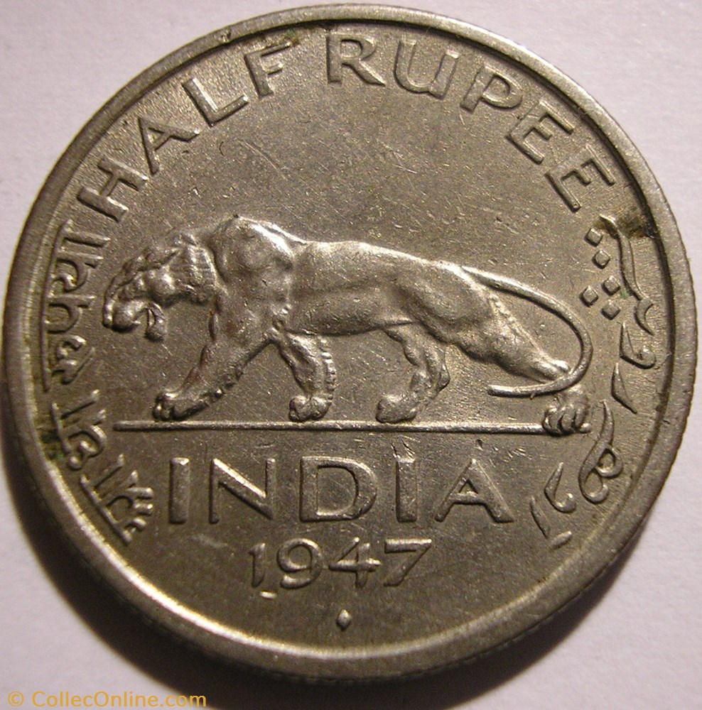 George VI - Half Rupee 1947 Bombay - British India (ex.2) monnaie monde inde george vi half rupee 1947 bombay british india ex 2