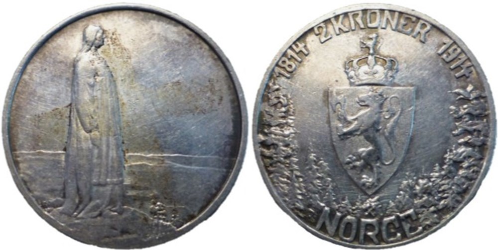 Haakon VII of Norway - 2 Kroner 1914 - 100th Anniversary Constitution monnaies monde norvege haakon vii of norway 2 kroner 1914 100th anniversary constitution