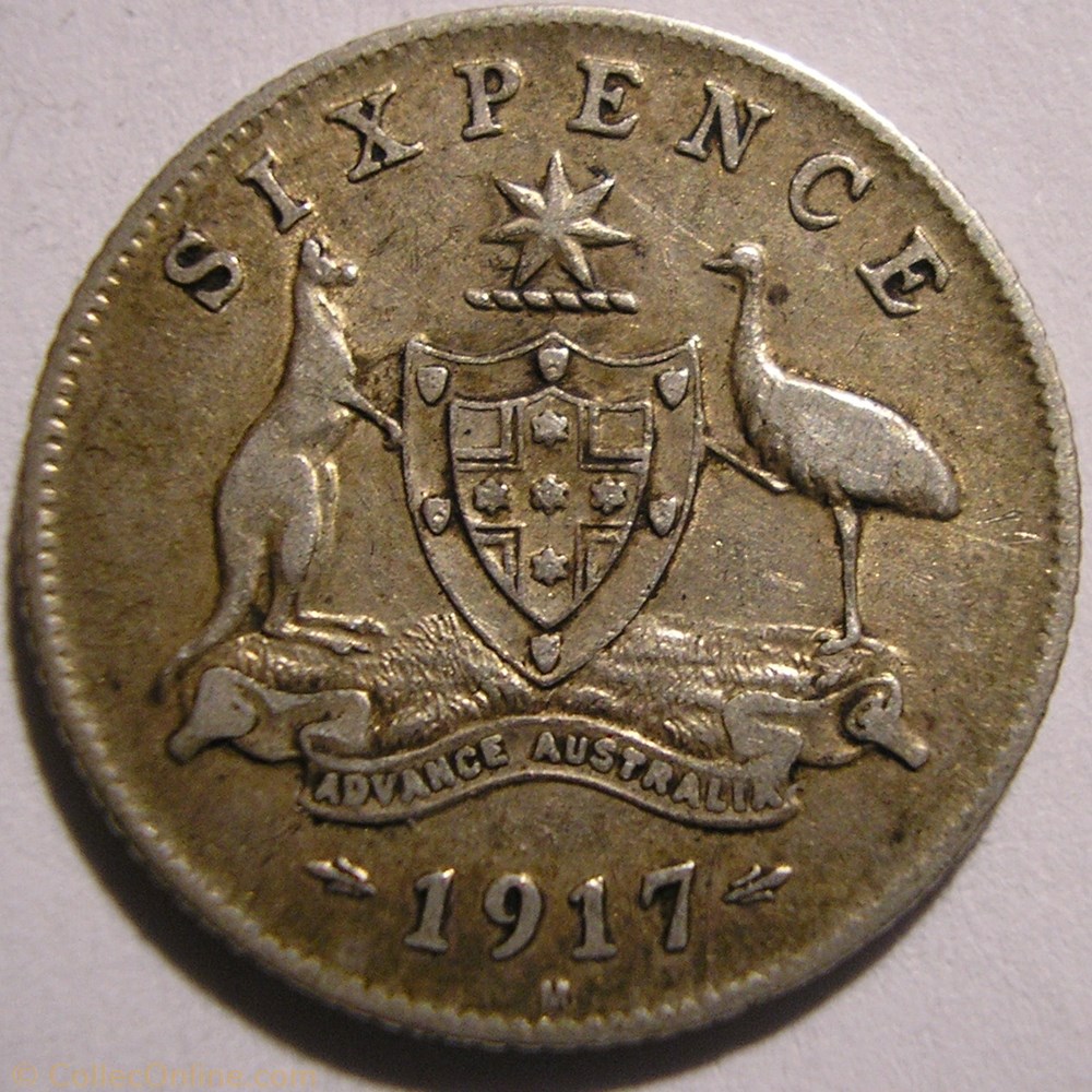 George V - Six Pence 1917 Melbourne - Australia monnaie monde australie george v six pence 1917 melbourne australia