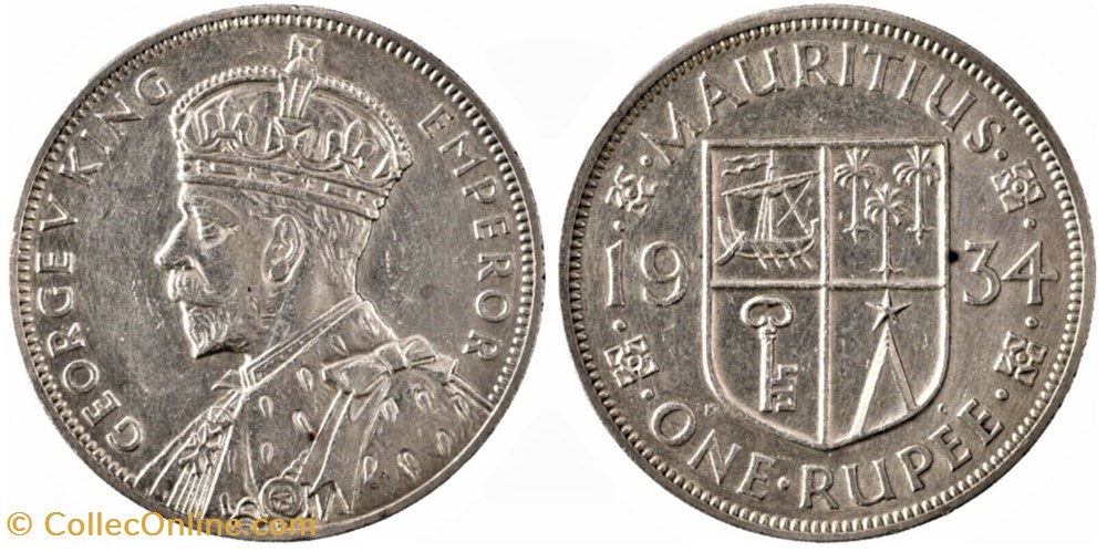George V - One Rupee 1934 - Mauritius monnaies monde maurice george v one rupee 1934 mauritius