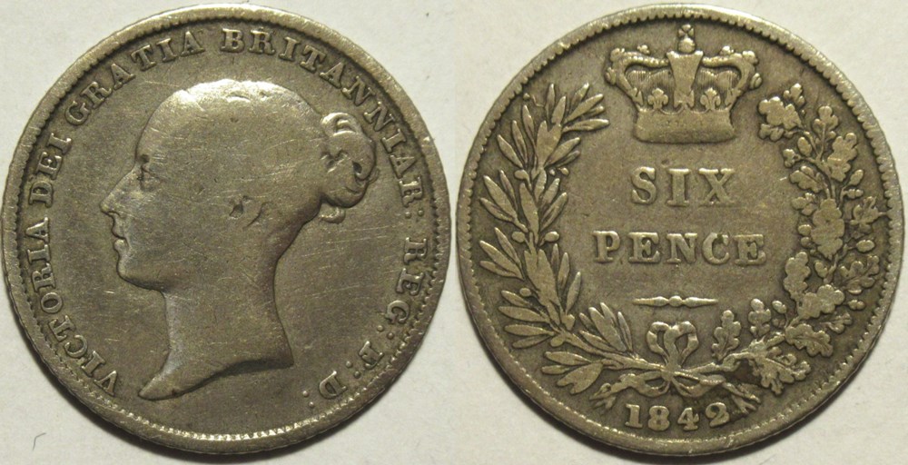 Victoria - Sixpence 1842 Kingdom of Great Britain (2ex) monnaies monde royaume uni victoria sixpence 1842 kingdom of great britain 2ex