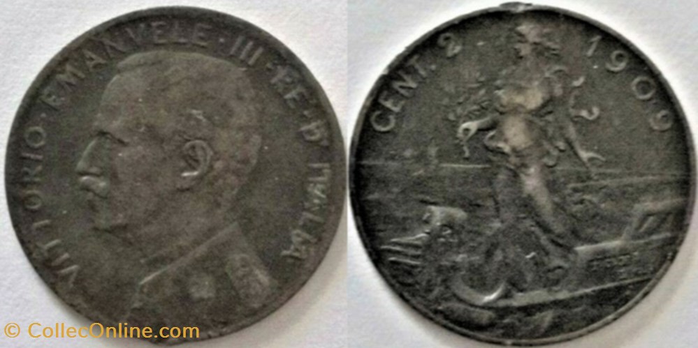 monnaies monde italie 1909 regno italia 2 centesimi roma vittorio emanuele iii