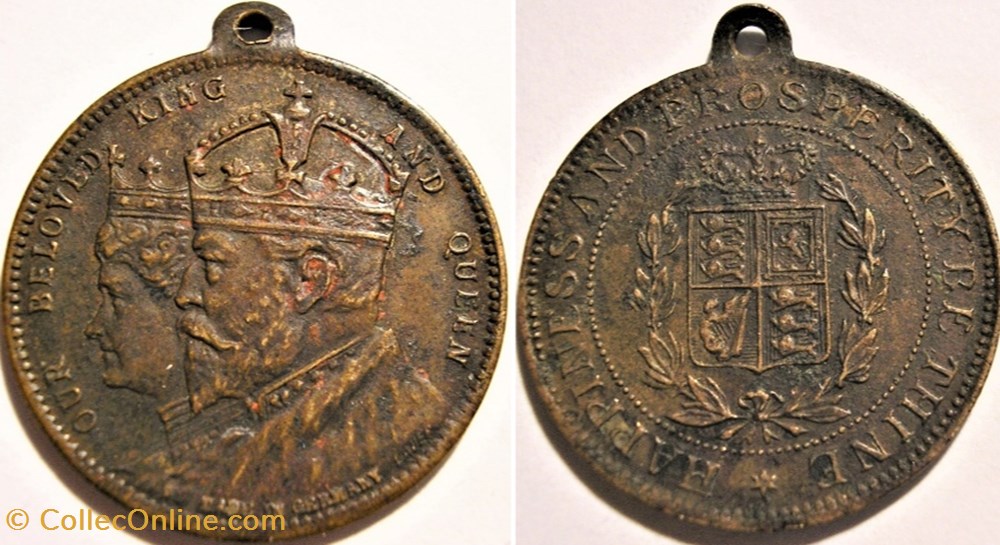 Edward VII & Alexandra - Medalet, the wishes of beloved monarchs of UK medaille royaume uni edward vii alexandra medalet the wishes of beloved monarchs of uk