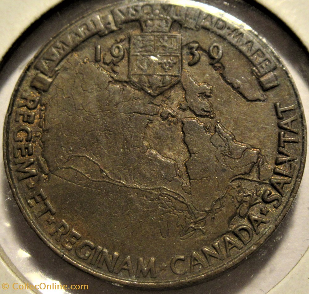 George VI & Elizabeth - 1939 Royal Visit Canada, Bronze small Medal 3 monnaies jetons mereaux george vi elizabeth 1939 royal visit canada bronze small medal