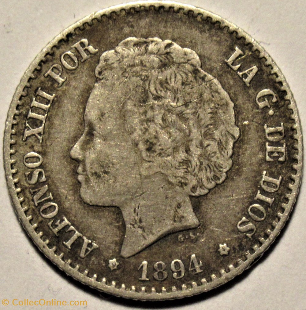 1894 - 50 Centimos - Alfonso XIII de España monnaies monde espagne 1894 50 centimos alfonso xiii de espana