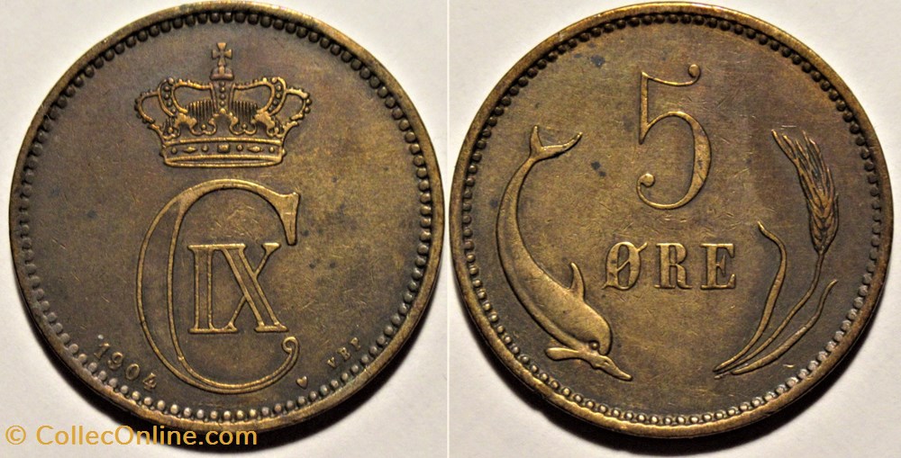 Christian IX Denmark - 5 Øre 1904 monnaies monde danemark christian ix denmark 5 re 1904