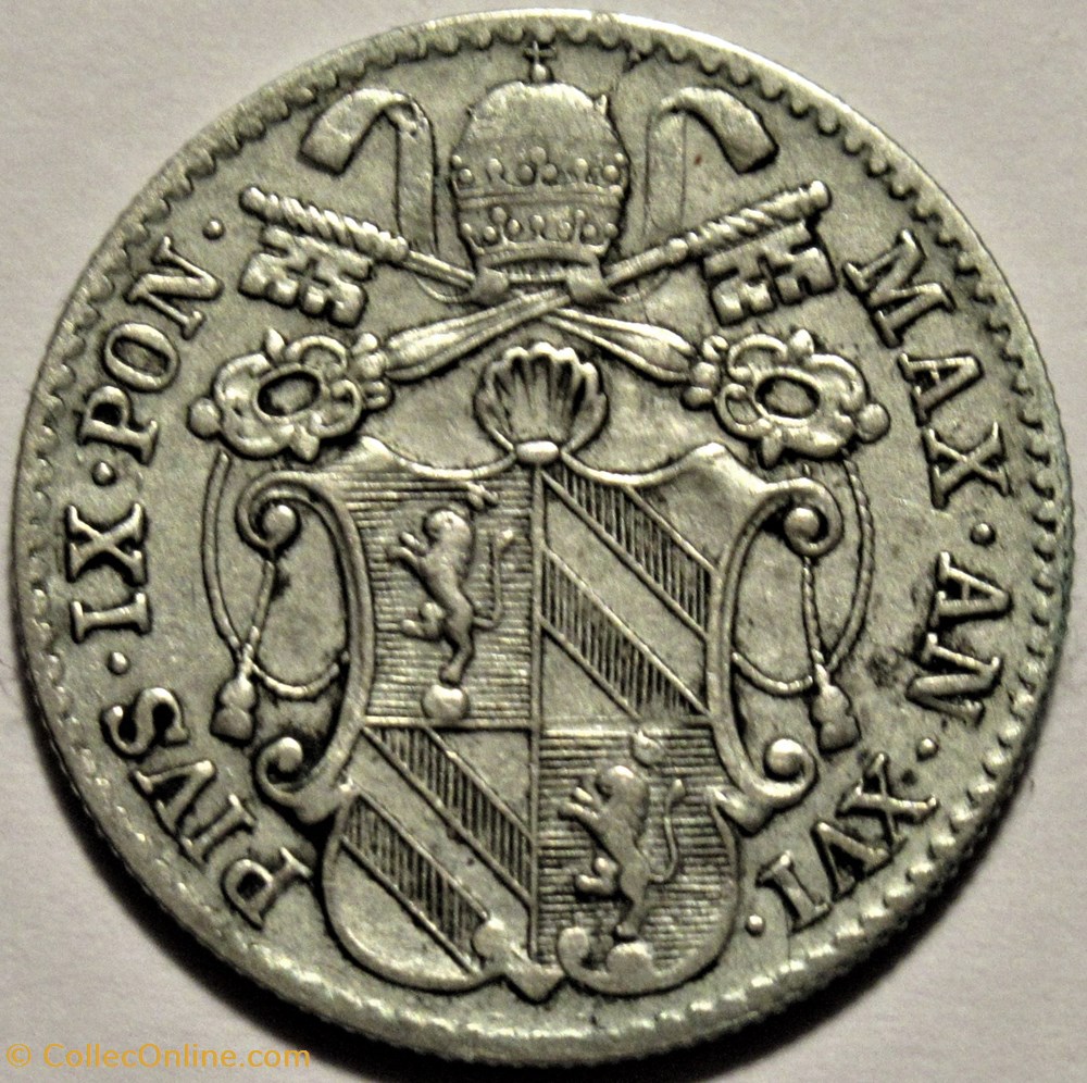 Pio IX, Papa - 5 Baiocchi 1861, Anno XVI Roma - Papal States monnaies monde vatican pio ix papa 5 baiocchi 1861 anno xvi roma papal states