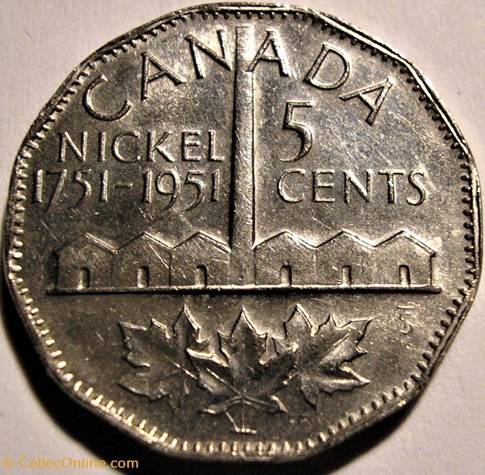George VI - Five Cents 1951 - Discovery of Nickel (1751) 3 monnaie monde canadum george vi five cents 1951 discovery of nickel 1751