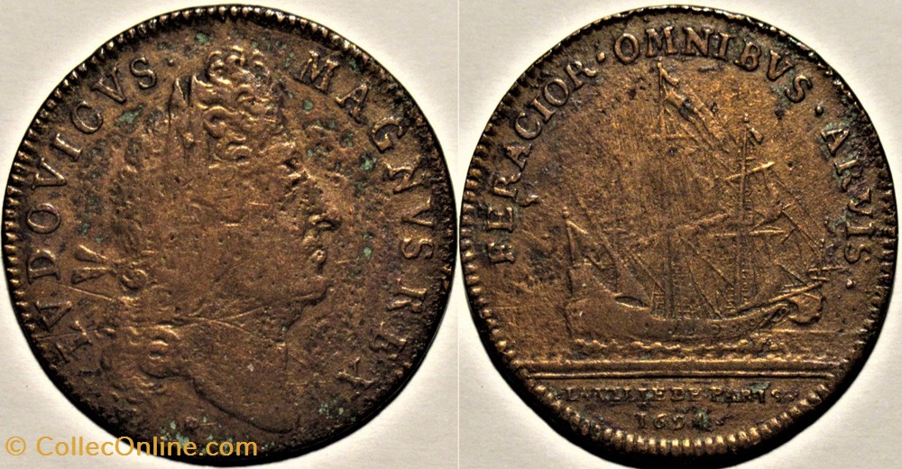 Louis XIV - Jeton 1694, La ville de Paris (Prévôt: Claude Bosc) monnaies paranumismatique jetons poids louis xiv jeton 1694 la ville de paris prevot claude bosc
