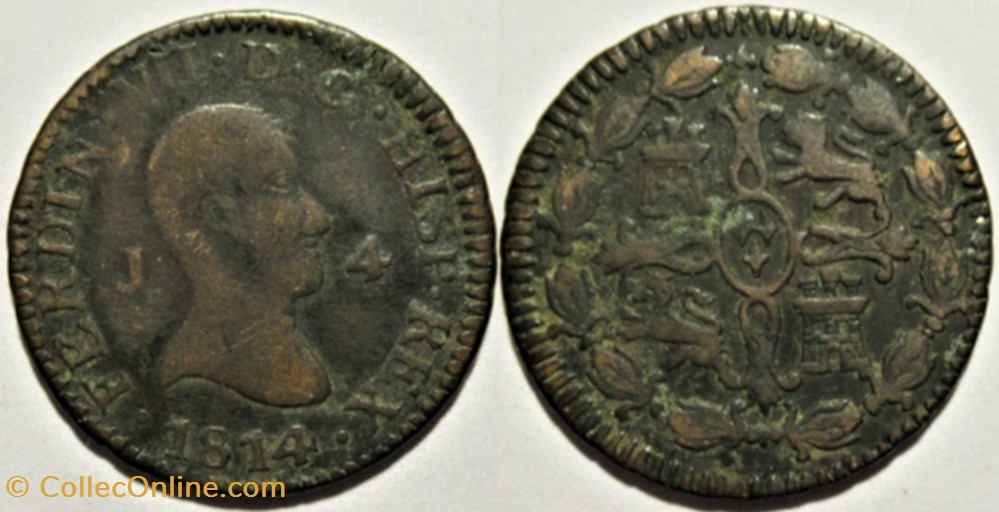 1814 Jubia, 4 Maravedis - Fernando VII de España monnaies monde espagne 1814 jubia 4 maravedis fernando vii de espana