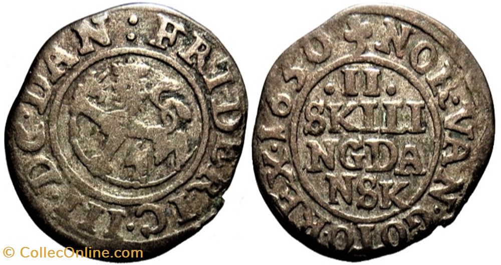 Frederik III - 2 Skilling 1650 Norway monnaies europe medievale norvege frederik iii 2 skilling 1650 norway