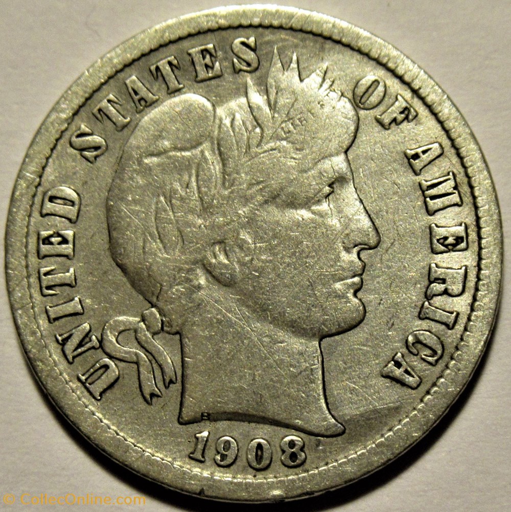 1908 Denver Dime - Repunched Date and Mintmark monnaies monde etats unis 1908 denver dime repunched date and mintmark