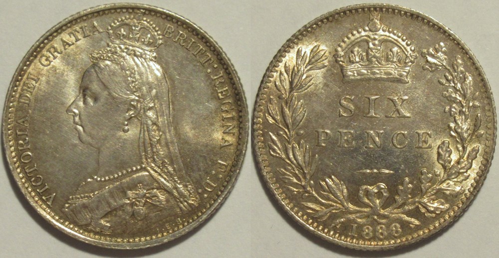 Victoria - Jubilee Sixpence 1888 - Great Britain (2 ex.) monnaies monde royaume uni victoria jubilee sixpence 1888 great britain 2 ex
