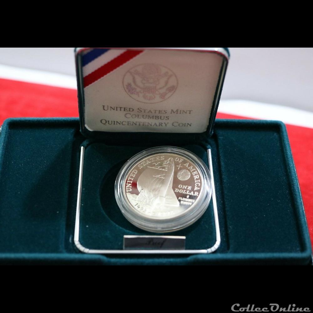 Columbus Quincentenary 1492-1992 One Dollar 1992 P 3 monnaies monde etats unis columbus quincentenary 1492 1992 one dollar 1992 p