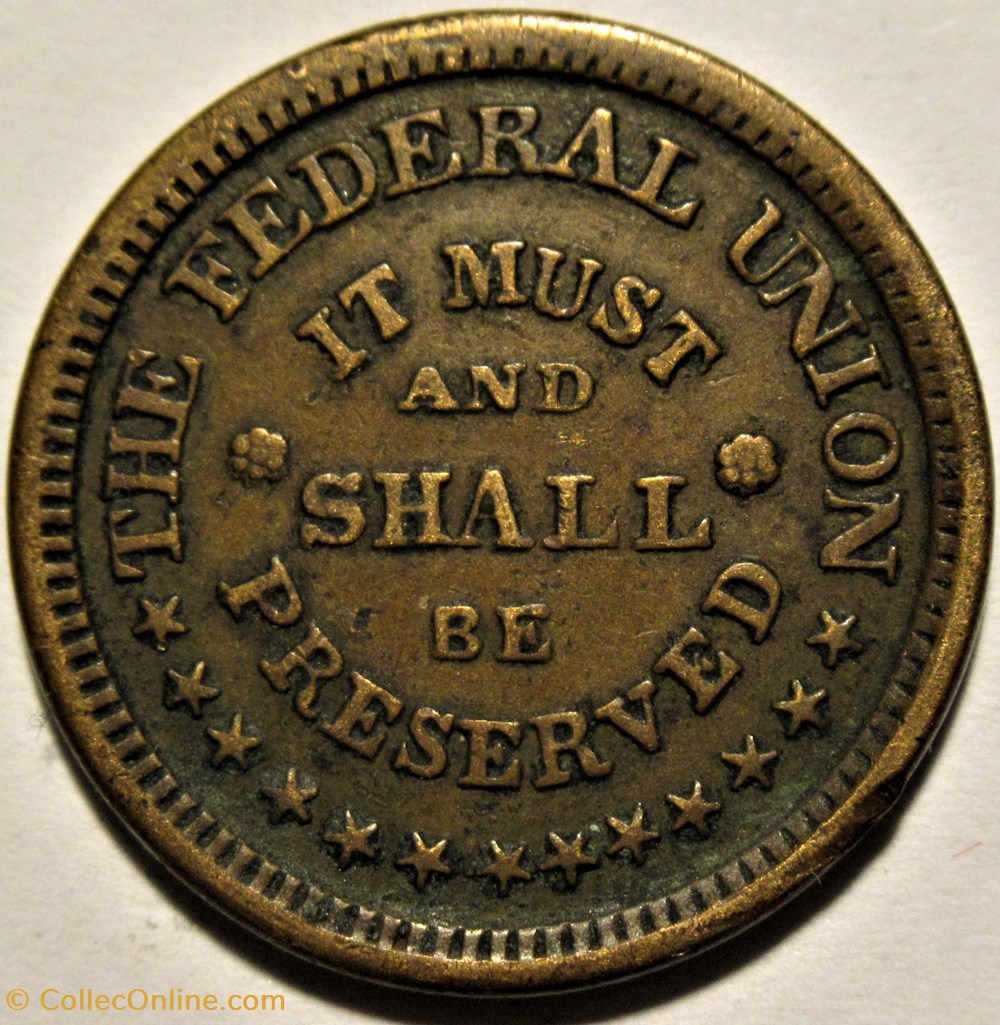 Civil War, Patriotic Token 1863 - The Federal Union 3 monnaies jetons mereaux civil war patriotic token 1863 the federal union