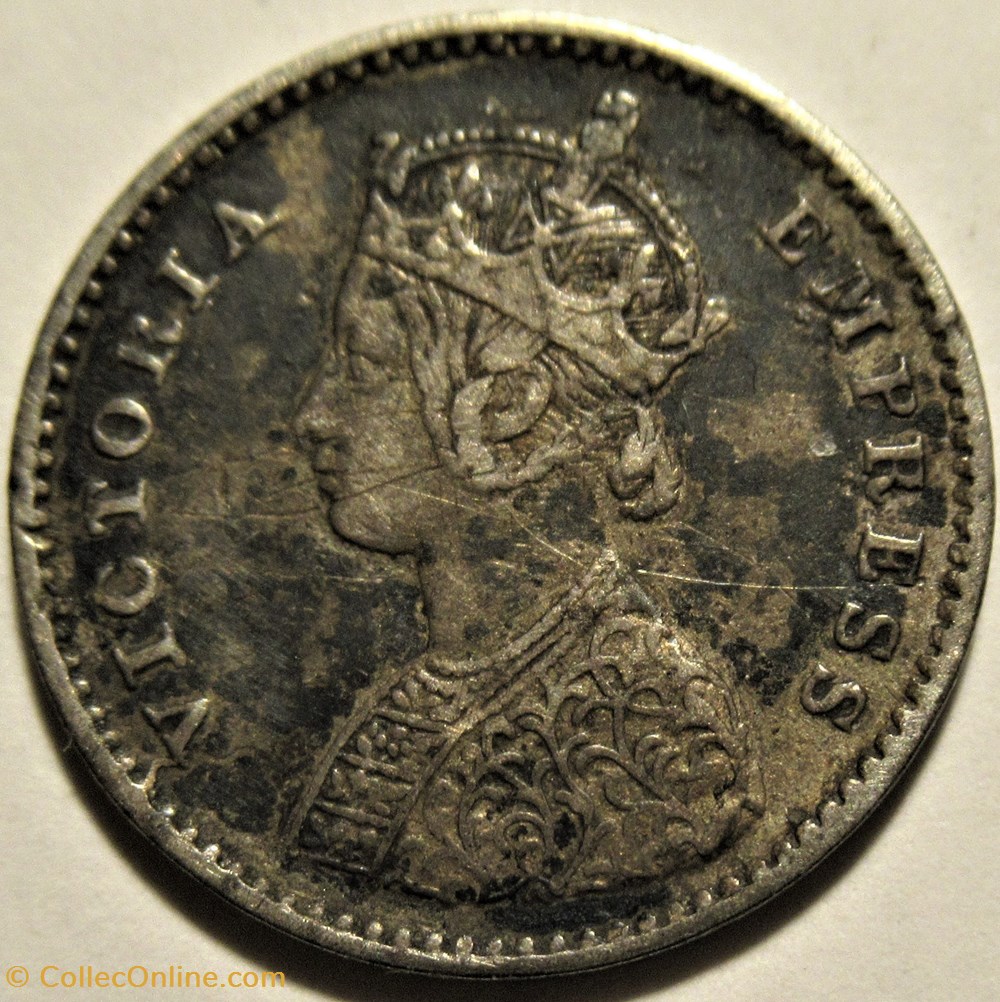 Victoria - Two Annas 1884 Bombay - British India 2 monnaies monde inde victoria two annas 1884 bombay british india