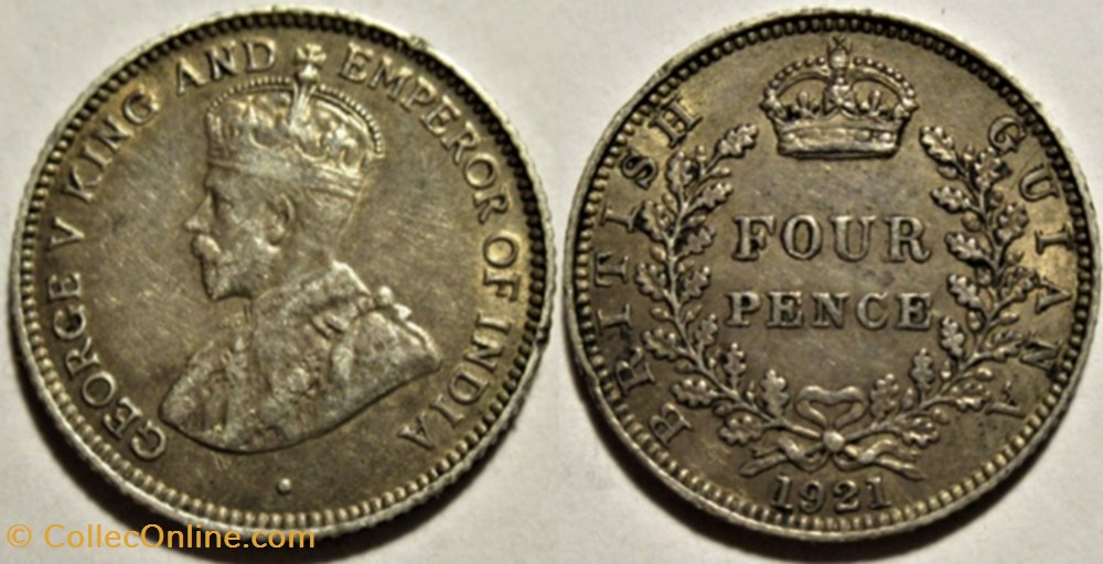 George V - Four Pence 1921 - British Guiana monnaies monde guyana george v four pence 1921 british guiana