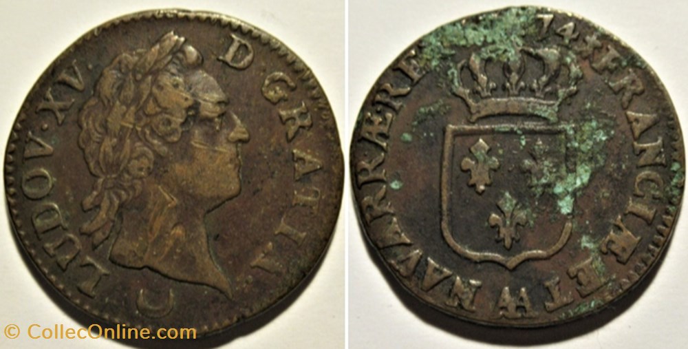 Louis XV - 1 Sol à l'écu de Metz 1774 monnaies europe medievale france royales louis xv 1 sol a ecu de metz 1774
