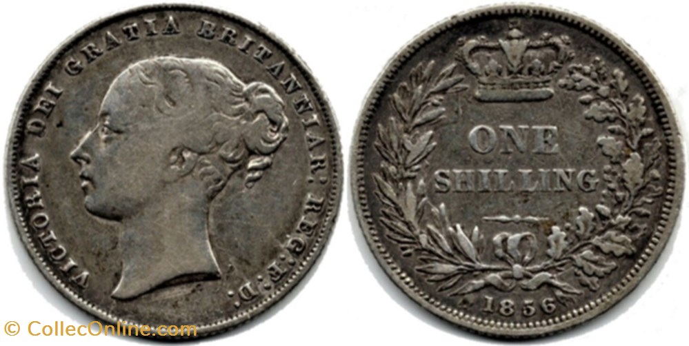 Victoria - 1 Shilling 1856 - Kingdom of Great Britain - Die Crack & Doubling Date monnaies monde royaume uni victoria 1 shilling 1856 kingdom of great britain die crack doubling date