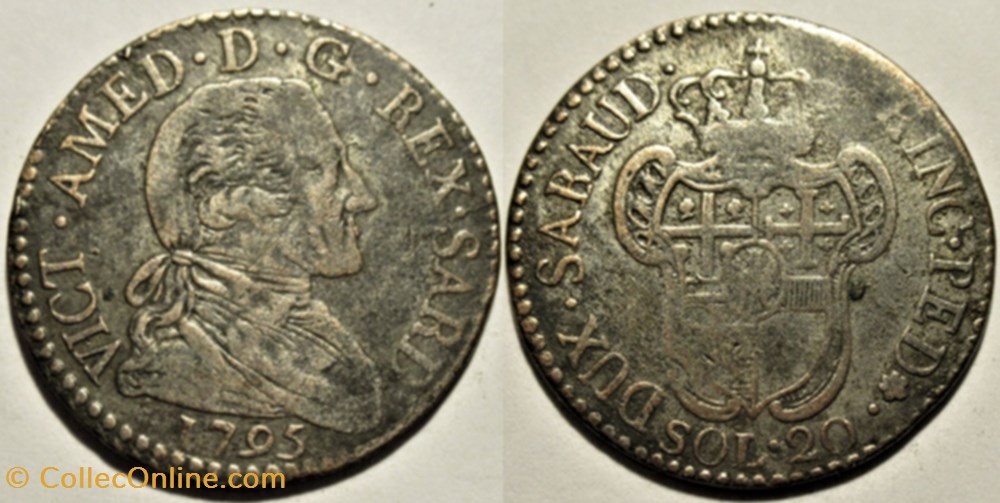 1795 Royaume de Sardaigne, 20 Soldi - Victor-Amédée III de Savoie (ex.3) monnaies 1795 royaume de sardaigne 20 soldi victor amedee iii de savoie ex 3