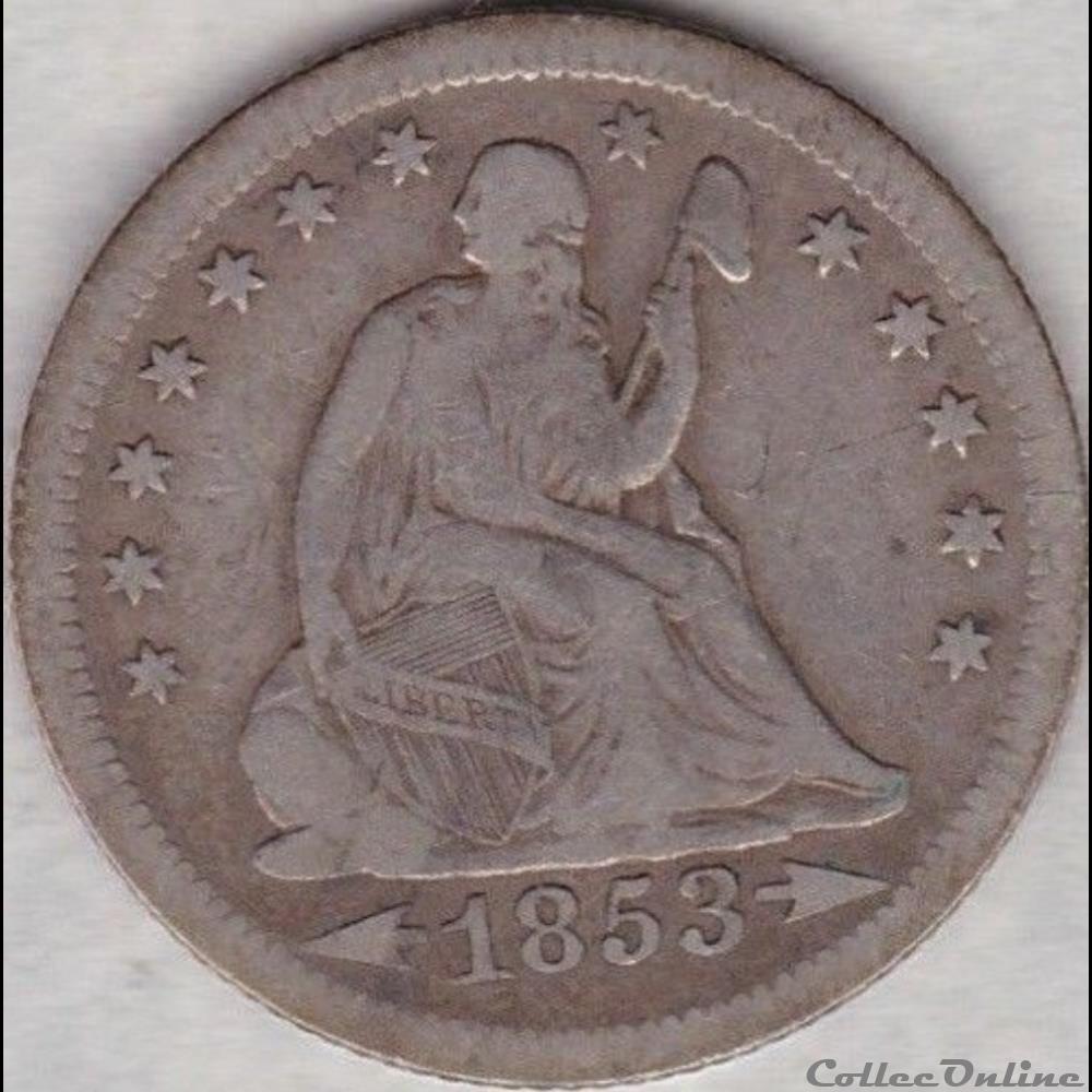 ←1853→ Rays New Orleans 25 Cents monnaie monde etat uni 1853 rays new orleans 25 cents