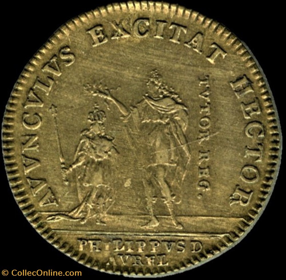 Louis XV - Régence Philippe d'Orléans, Jeton c.1715 monnaies paranumismatique jetons poids louis xv regence philippe orleans jeton c 1715