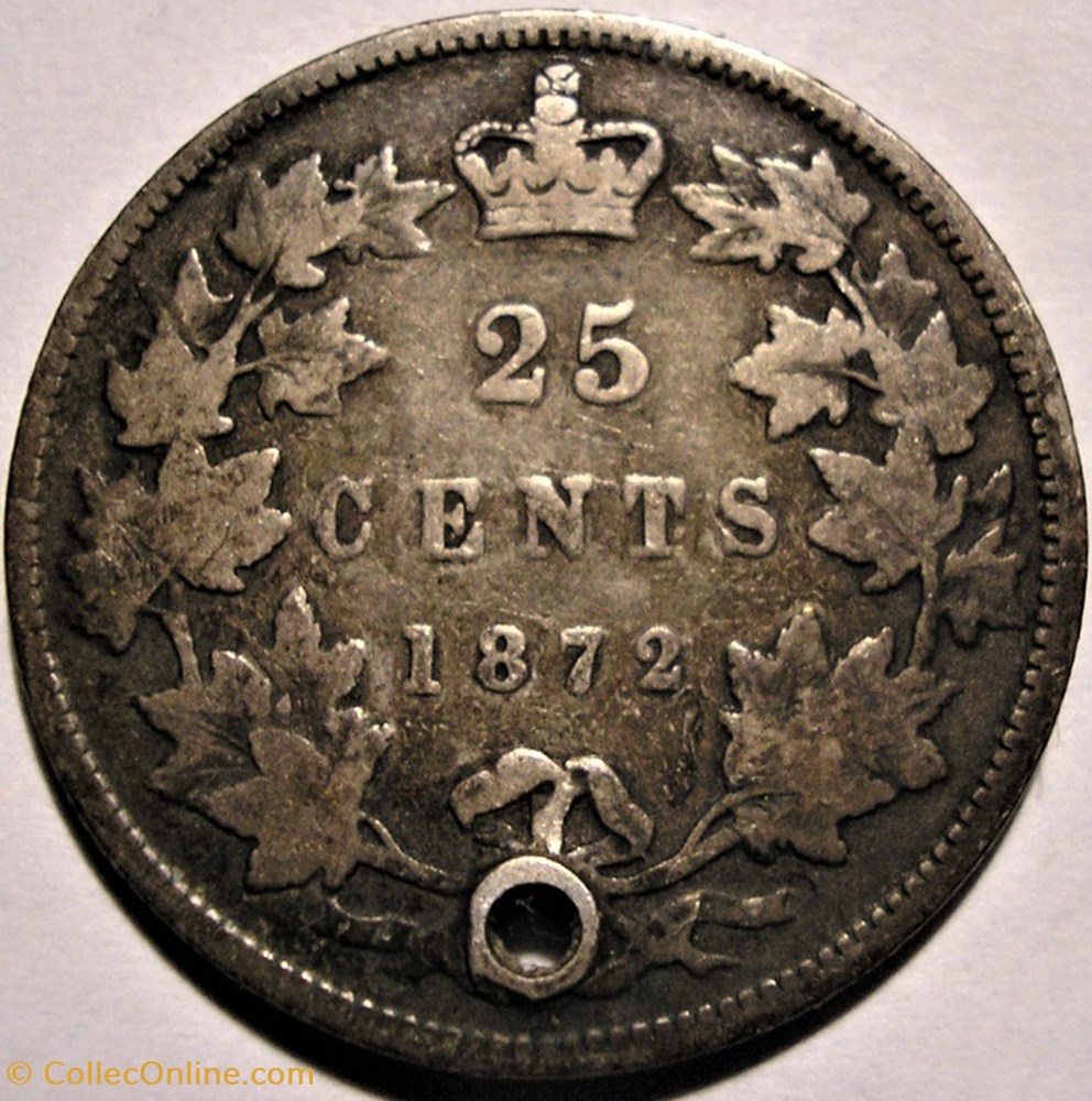 Victoria - 25 Cents 1872 H monnaie monde canadum victoria 25 cents 1872 h