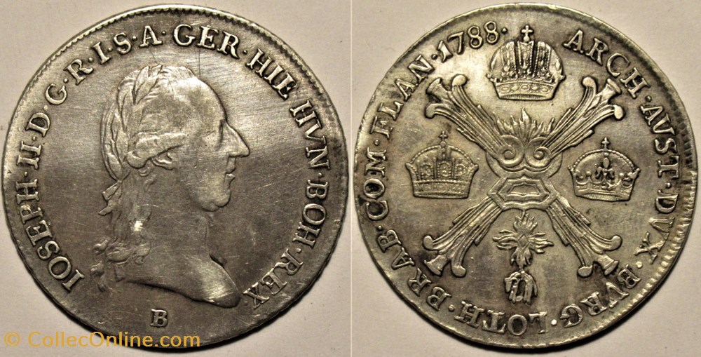 1788 Kremnica, 1/4 Kronenthaler - Joseph II of Habsburg-Lorraine monnaies monde autriche 1788 kremnica 1 4 kronenthaler joseph ii of habsburg lorraine