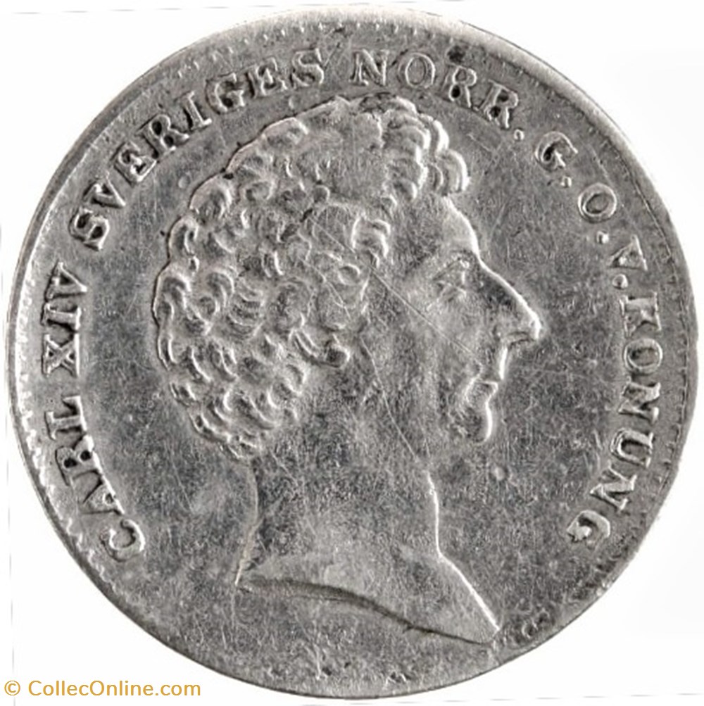 Sweden - Karl XIV Johan - 1⁄16 Riksdaler Specie 1835 monnaies monde suede sweden karl xiv johan 1 16 riksdaler specie 1835