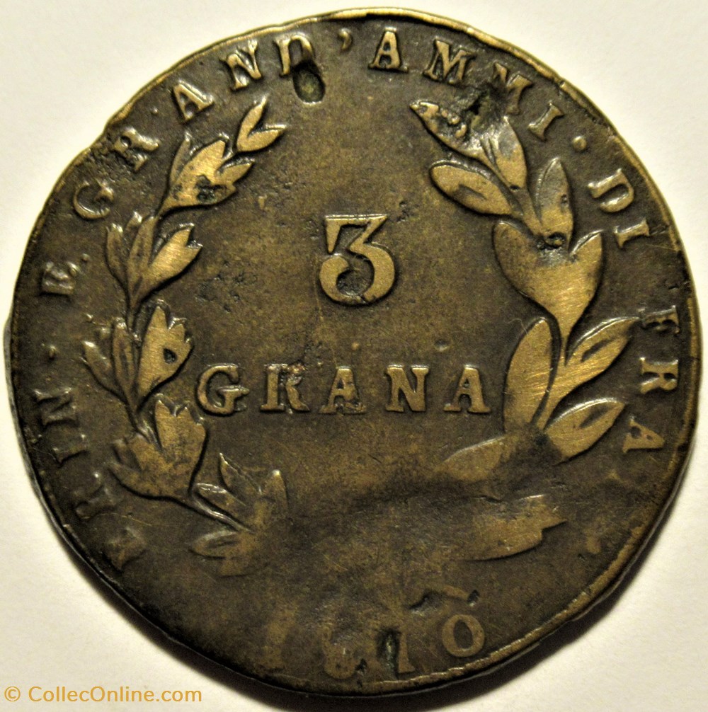 monnaies europe medievale royaume de naples 1810 regno di napoli 3 grana joachim murat ex 2 error filled die