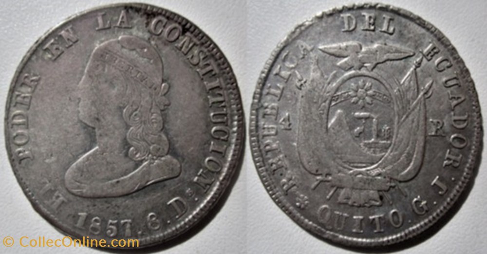 Ecuador - 4 Reales 1857 Quito monnaies monde equateur ecuador 4 reales 1857 quito