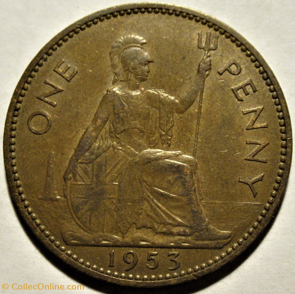 monnaies monde royaume uni elizabeth ii one penny 1953 uk