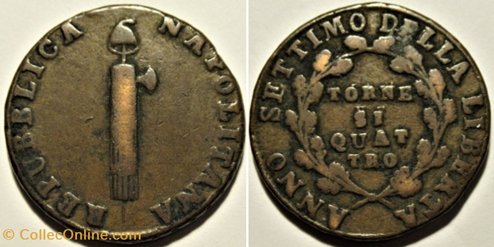 monnaies europe medievale royaume de naples 1799 repubblica napoletana 4 tornesi