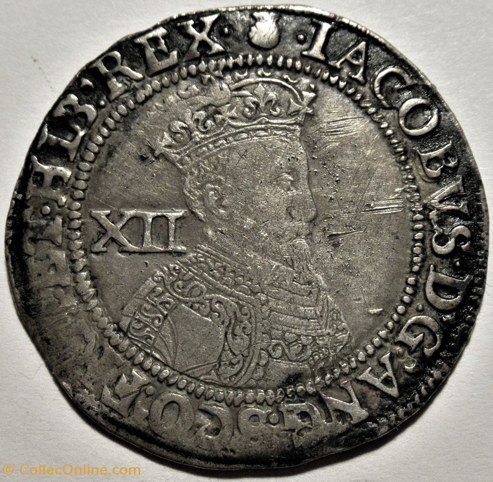 James I Stuart - One Shilling 1603-05 - Kingdom of England 2 monnaies europe medievale royaume angleterre james i stuart one shilling 1603 05 kingdom of england